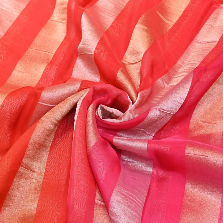 Premium Organza 4D Shade Zari Stripes Designer Fabric-VF0192-1
