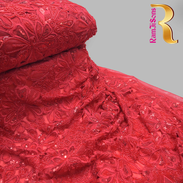 Red Net Cutwork Embroidery