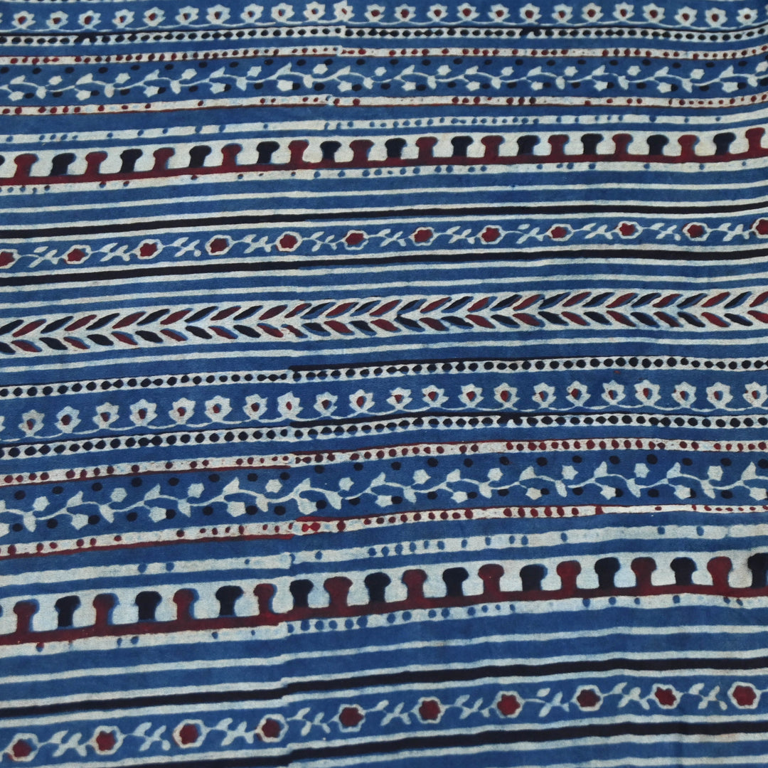 Blue Modal Satin Fabric in Digital Print