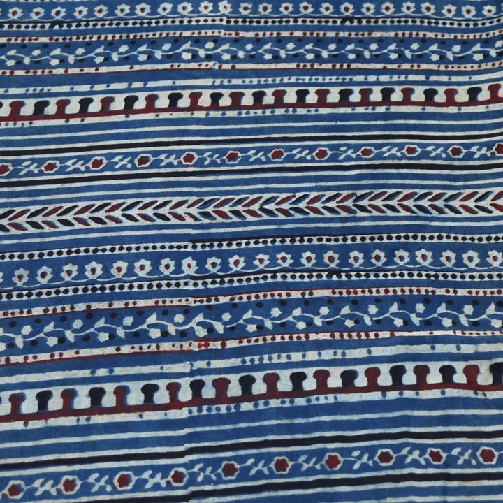 Blue Modal Satin Fabric in Digital Print