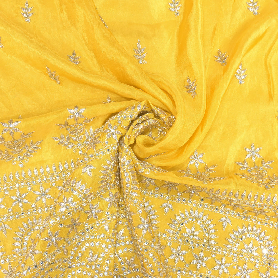 Tissue Zari With Stone Hand Embroidery Fabrics