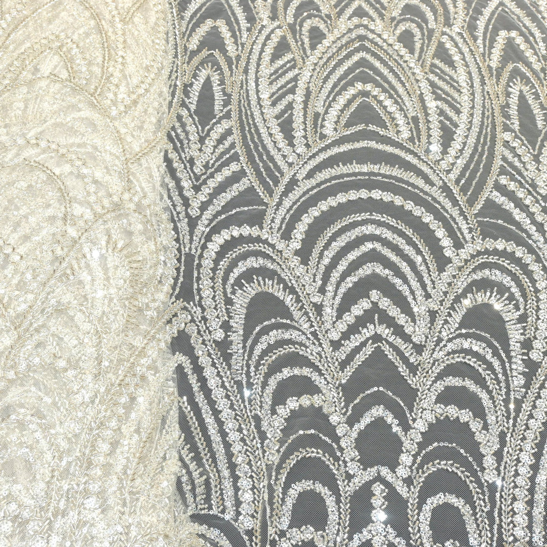 Imported Net Cutdana With Sequins Handwork Embroidery Fabrics