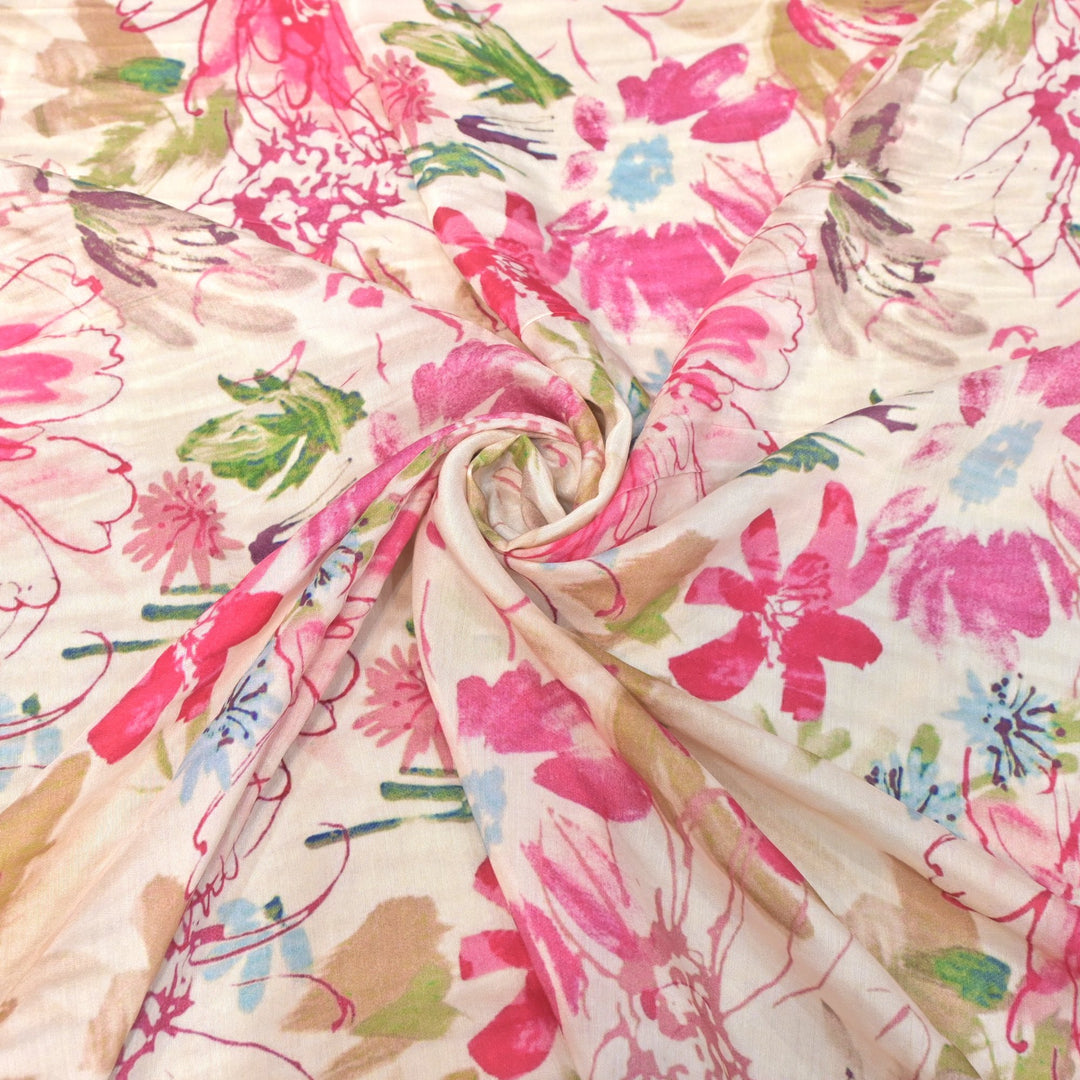 Floral Bamberg Satin Digital Print Fabrics