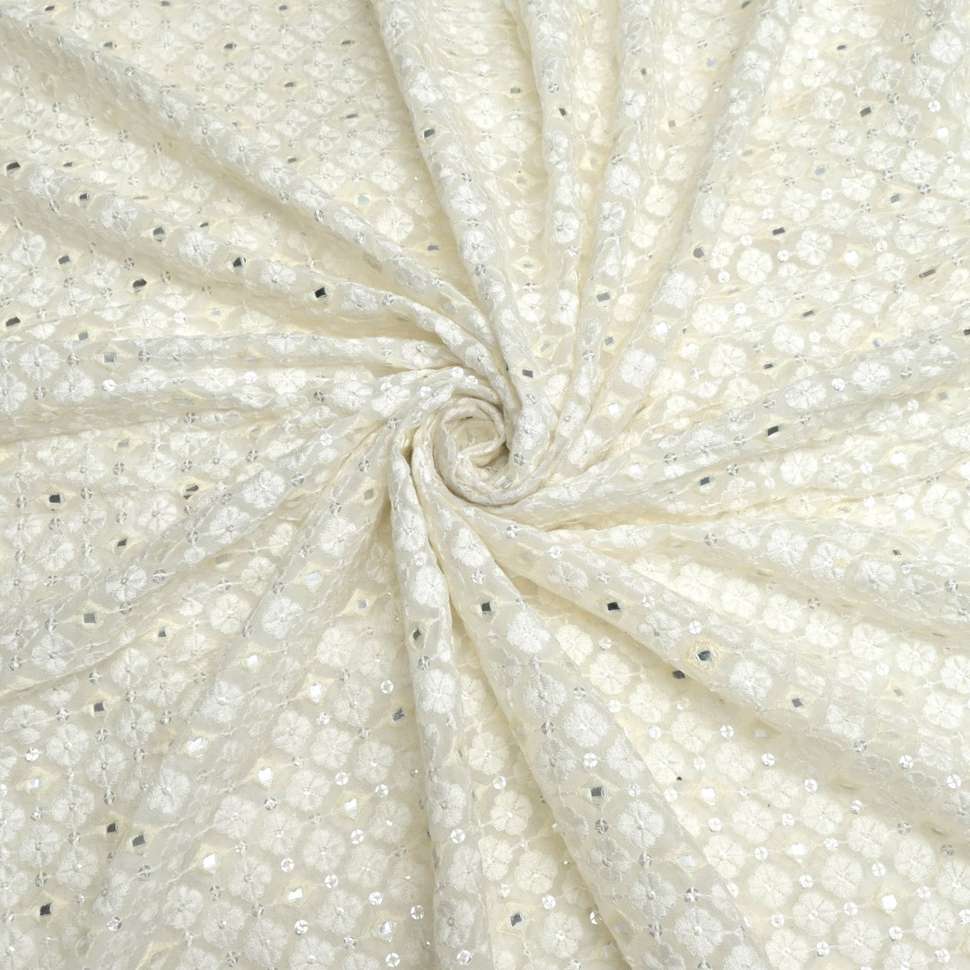 Viscose Georgette Mirror Sequins Embroidery Fabrics