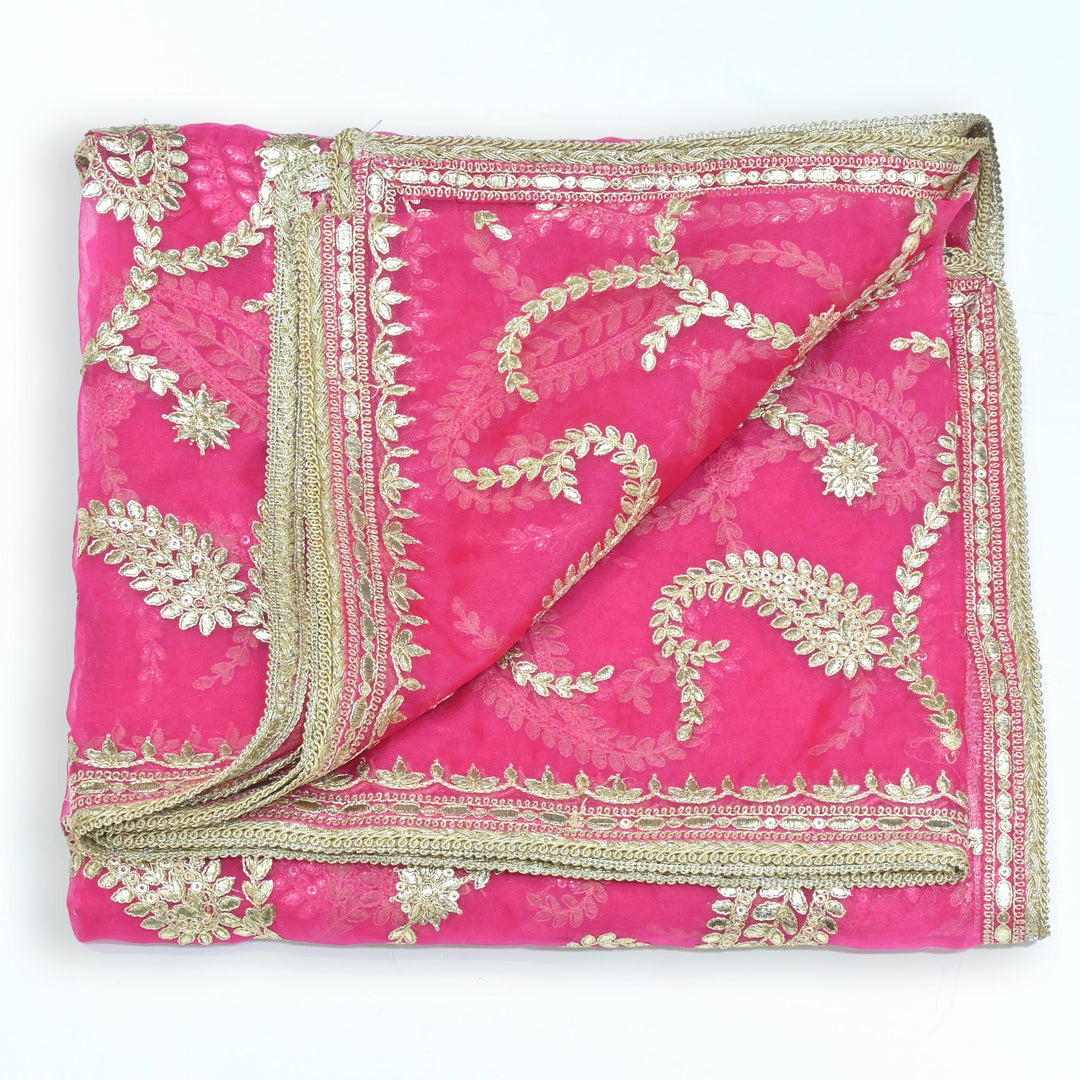 Organza Zari Foil Sequins Embroidery Dupatta