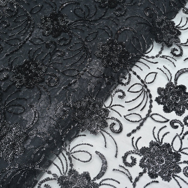 Imported Net Cutdana With Sequins Handwork Embroidery Fabrics