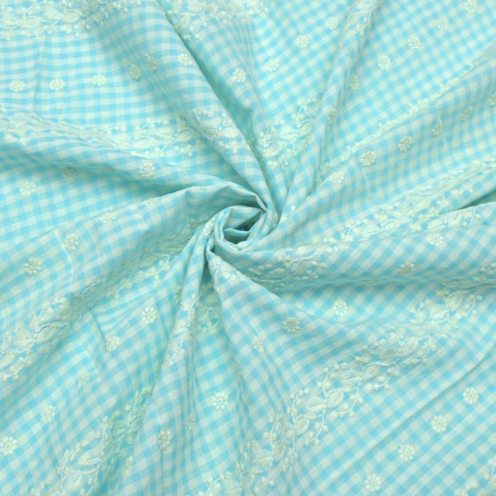 Cotton Checks Chikan Buti Fabrics