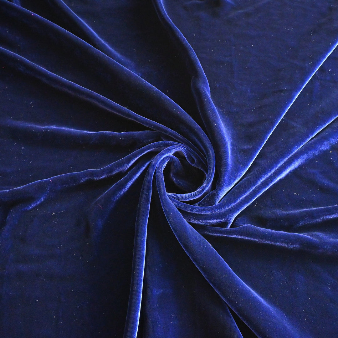 Lapis Blue Color Plain Pure Silk Velvet Fabrics