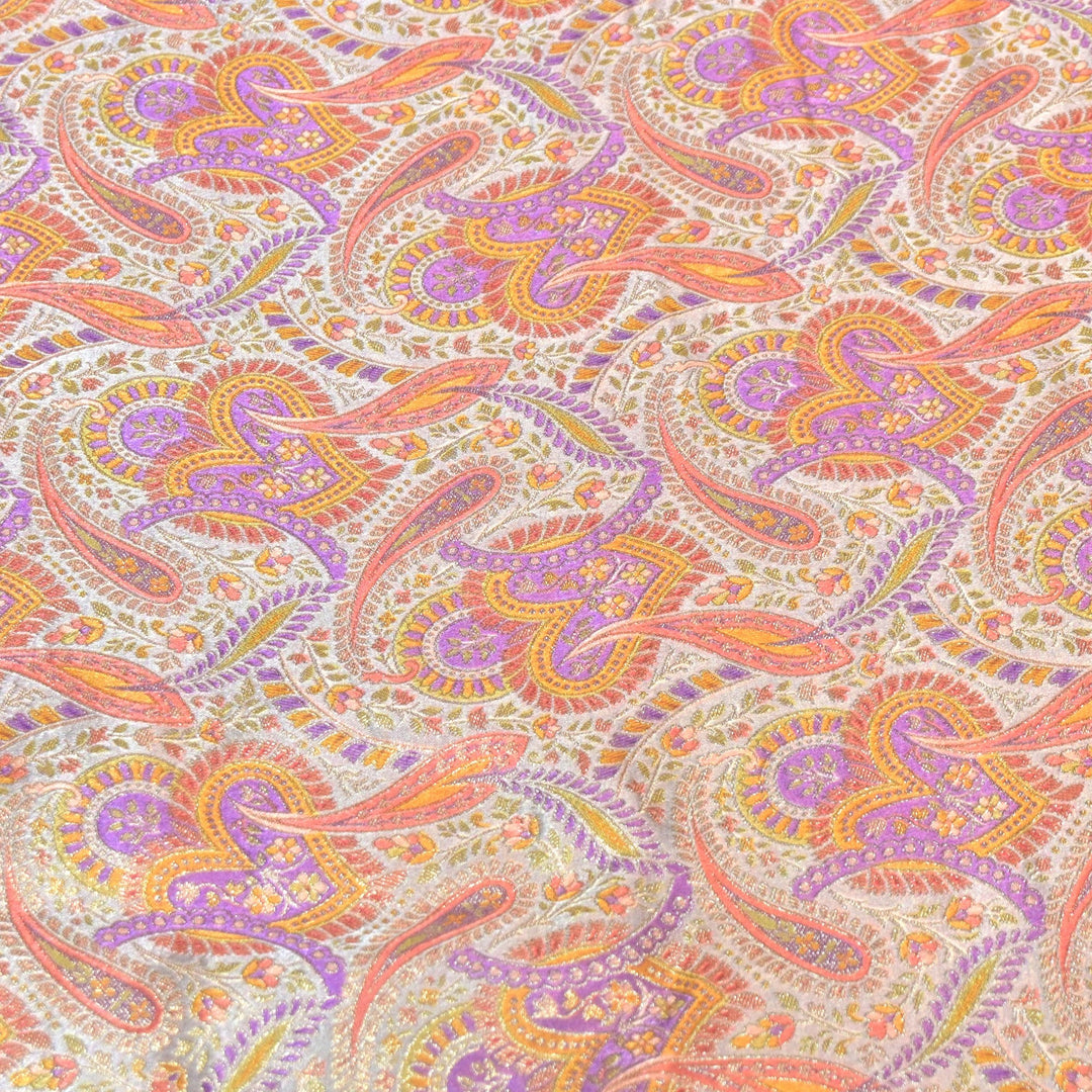 Gajji Satin Position Print Zari Jacquard Fabrics