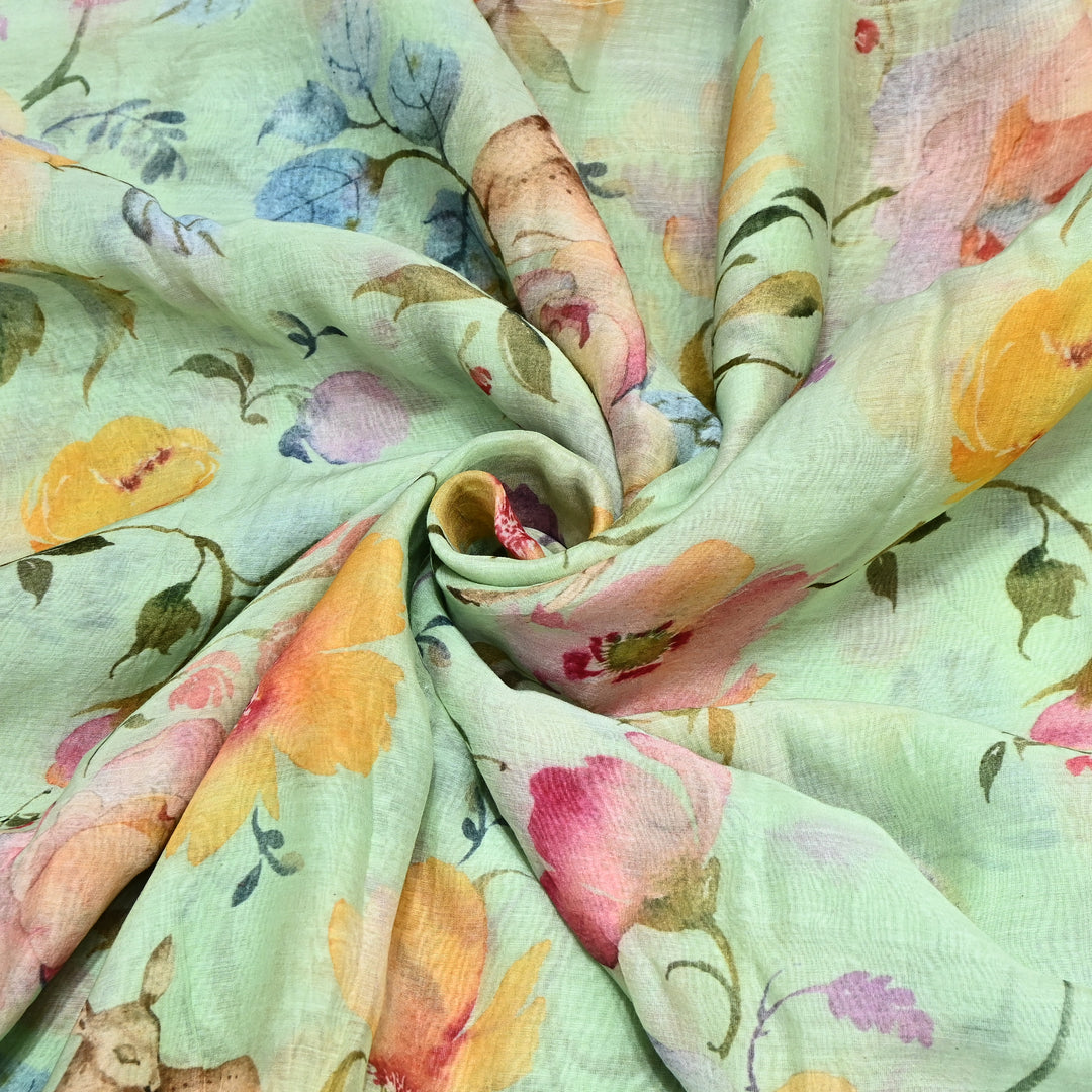 Mul Chanderi Digital Print Fabric - Soft Lightweight Designer Fabric GT0185-1A