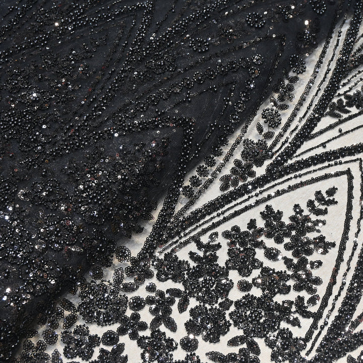 Imported Heavy Beaded & Sequin Embroidery Net Fabric- 8821330-01