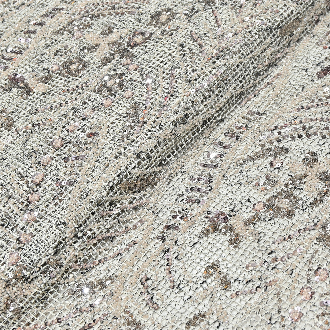 Beautiful Imported Net Cut Dana & Sequins Embroidery Designer Fabric EC1533-2A