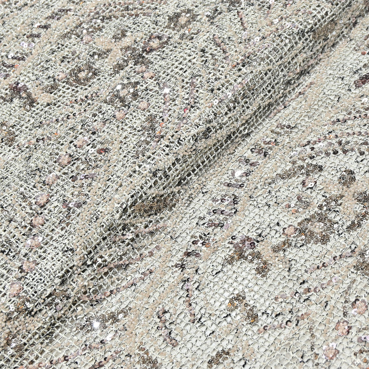 Beautiful Imported Net Cut Dana & Sequins Embroidery Designer Fabric EC1533-2A