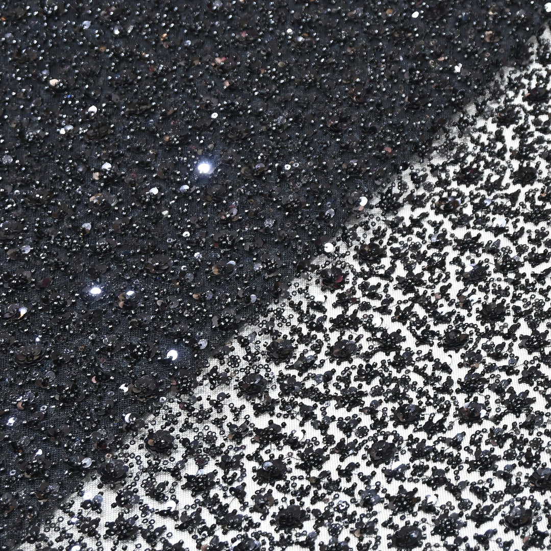 Black Color Luxury Imported Net Fabric featuring Heavy Cut Dana &amp; Sequins Embroidery ED1533-02