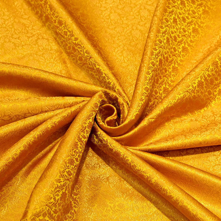 Mustard Yellow Tanchui Silk Brocade Fabric
