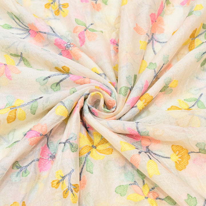 off white Mul Chanderi Sequins Embroidery.