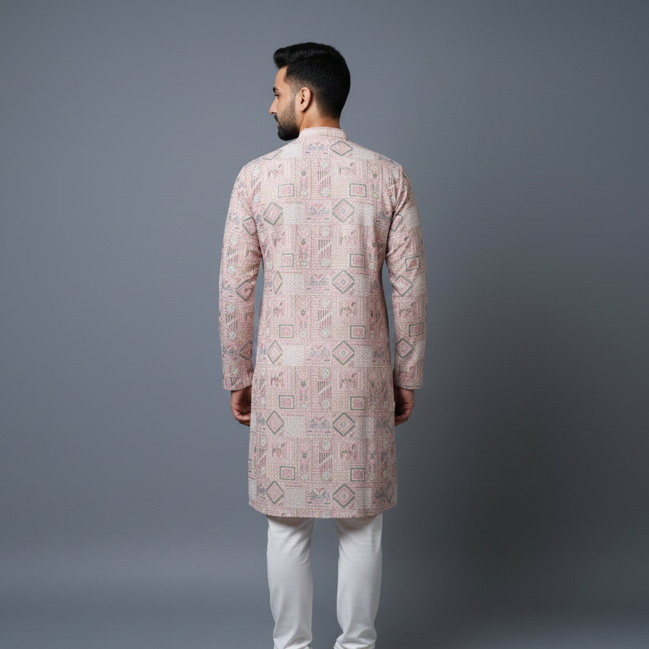 Baby Pink All Over Embroidery Georgette Kurta Set