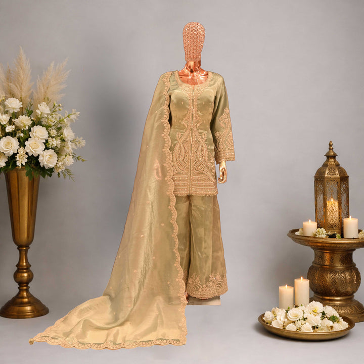 Mint Green Embroidered Sharara Set