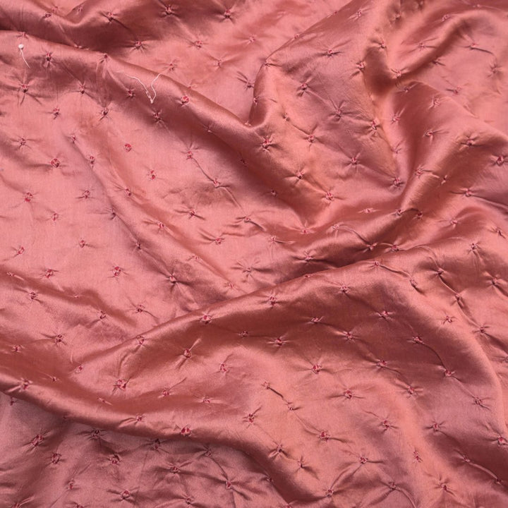 Blush Pink Pure Silk Chanderi Bandhni Fabric | CN-79-1076