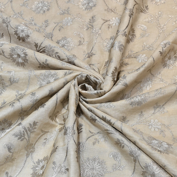 Pure Tassar Silk Zari Embroidery Fabric – Premium Ethnic Designer Fabric for Festive & Wedding Wear -TSR4452-1