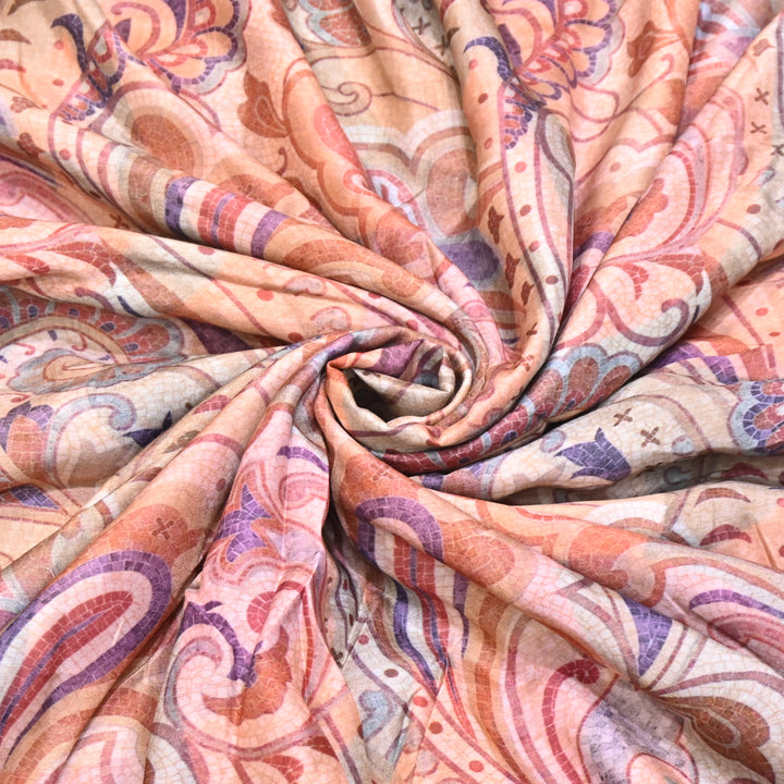 MULTICOLOUR PAISLEY MUSLIN DIGITAL PRINT FABRIC- KTP44-01