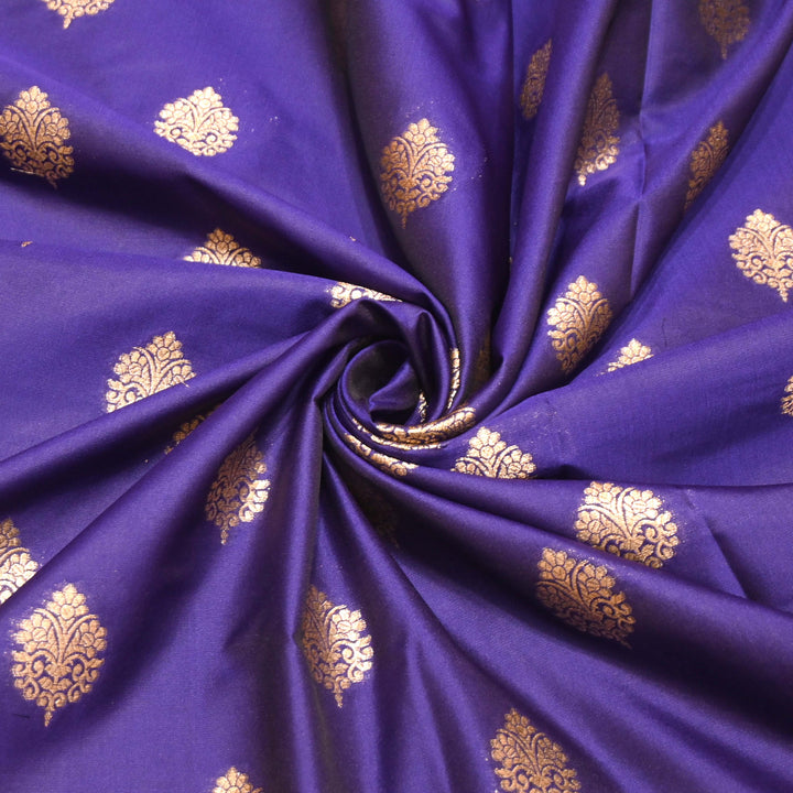 Purple Monster Color Katan Silk Zari Buti Brocade Fabric