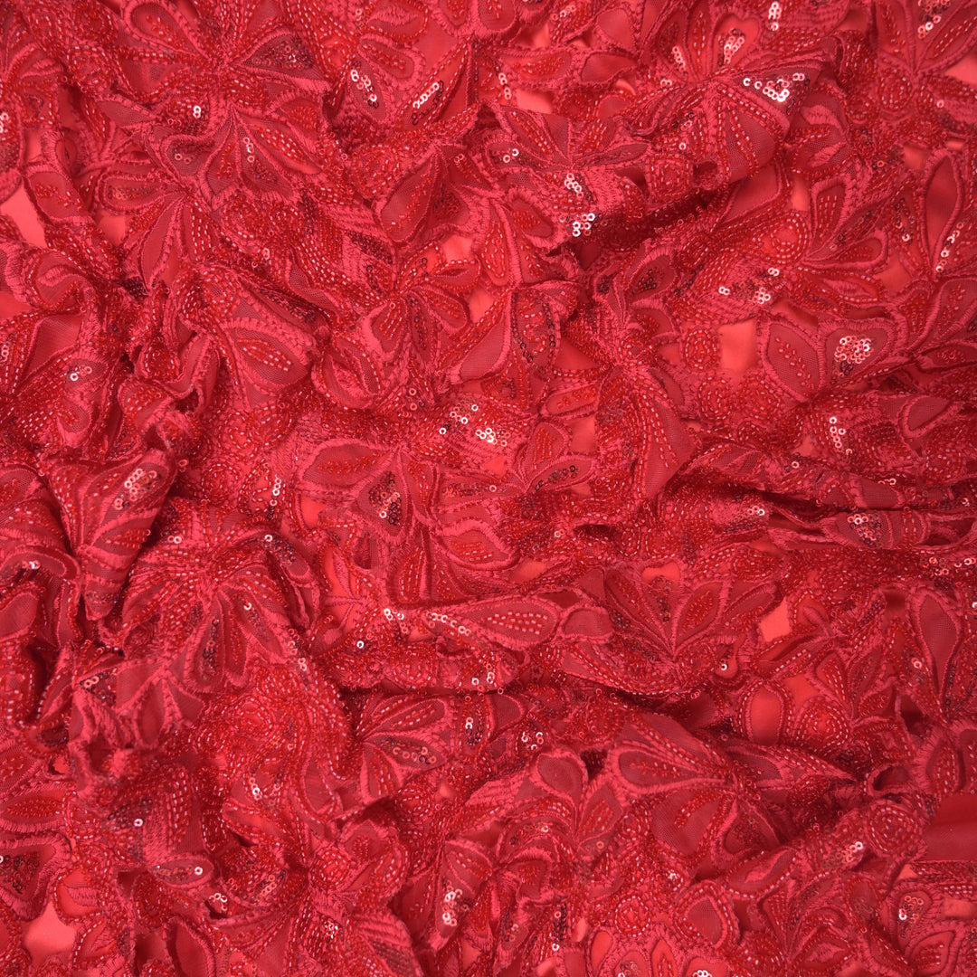 Red Net Cutwork Embroidery