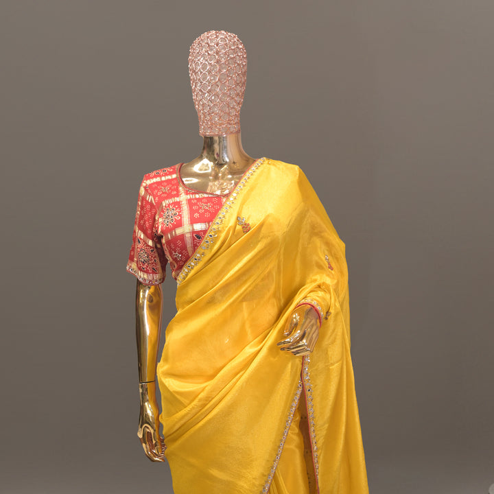 Suvarna Yellow Ghatchola Crepe Silk Saree
