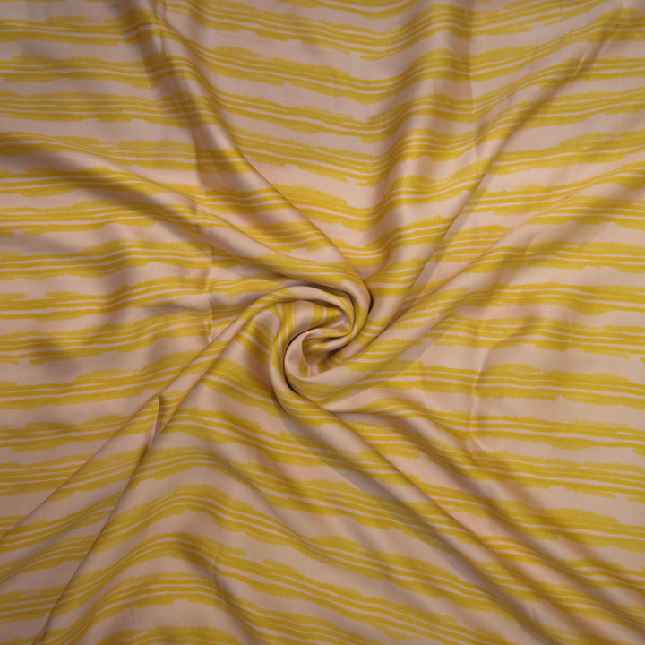 Yellow Modal Satin Fabric in Digital Print