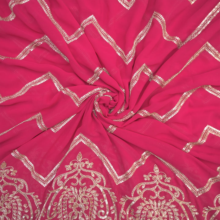 Pink Georgette Fabric with Gota Patti & Sequins Embroidery