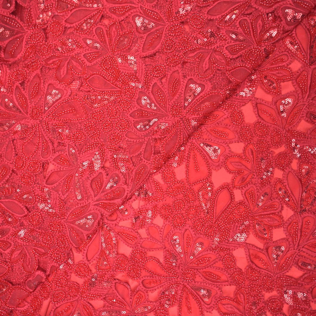 Red Net Cutwork Embroidery