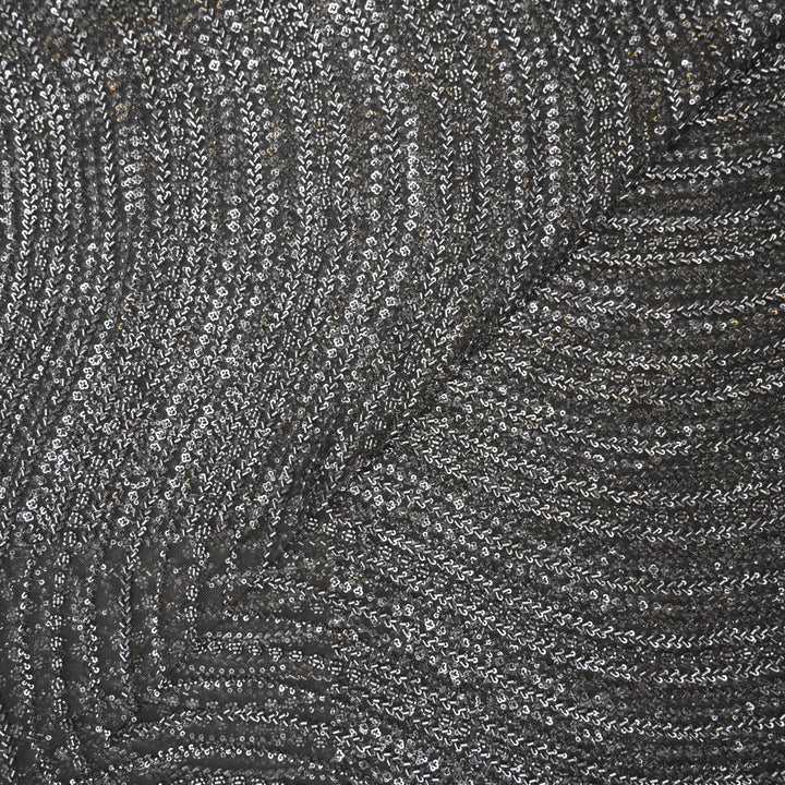 Black Imported Net with allover Cutdana & Sequin Embroidery
