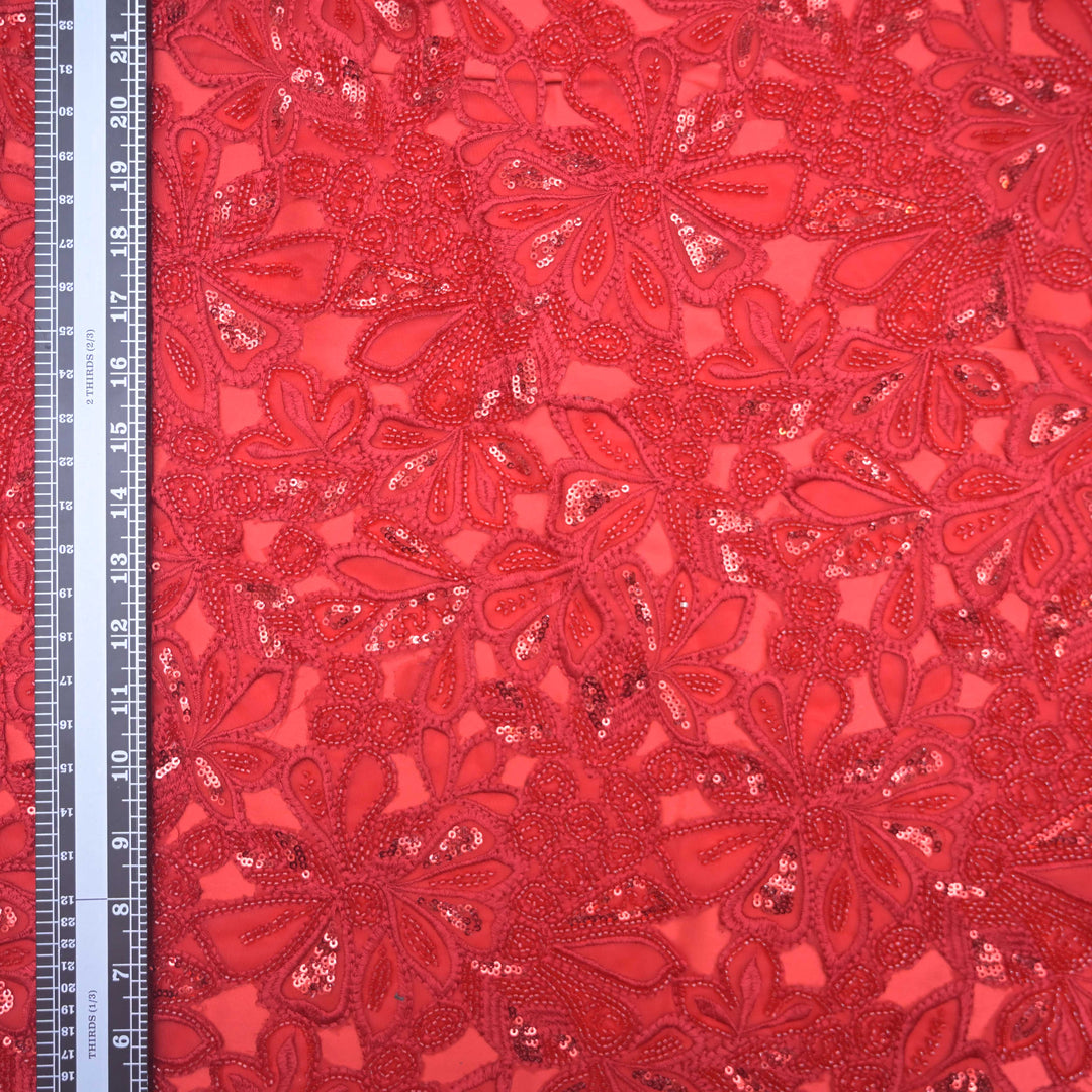 Red Net Cutwork Embroidery