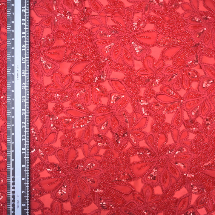 Red Net Cutwork Embroidery