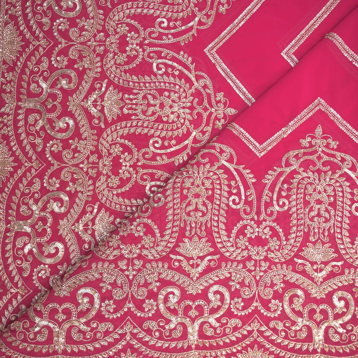 Pink Georgette Fabric with Gota Patti & Sequins Embroidery