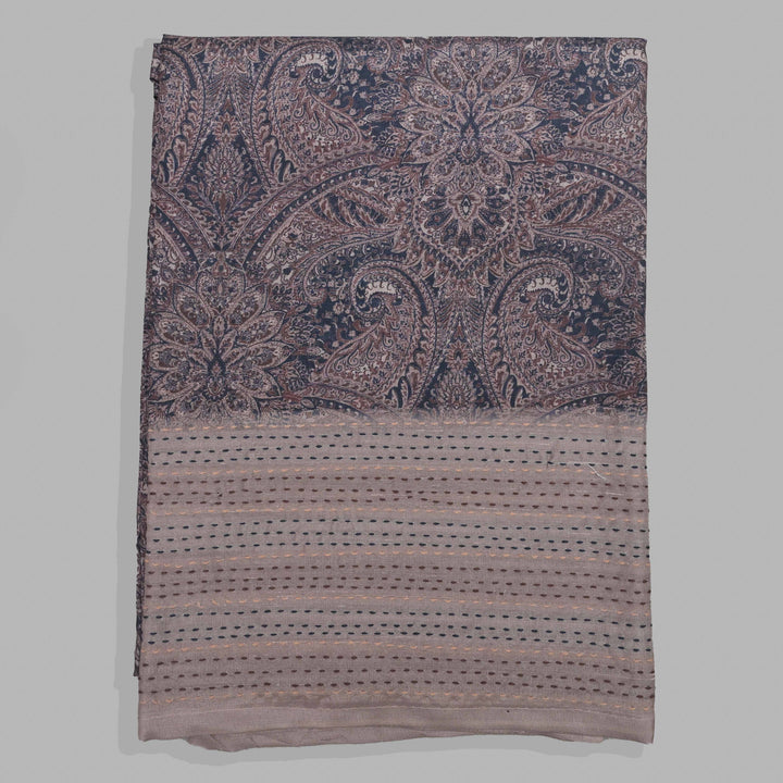 Midnight Blue Faux Tussar Silk Unstitched Suit Set