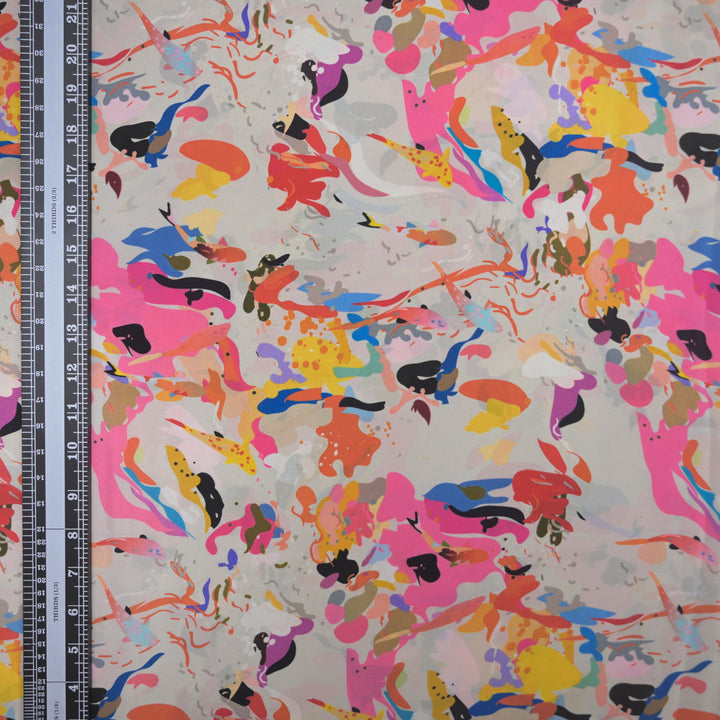 Multicolor Crepe Fabric in Splash Digital Print