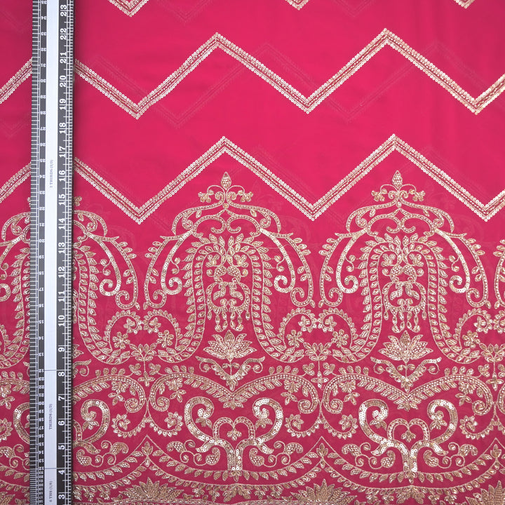Pink Georgette Fabric with Gota Patti & Sequins Embroidery