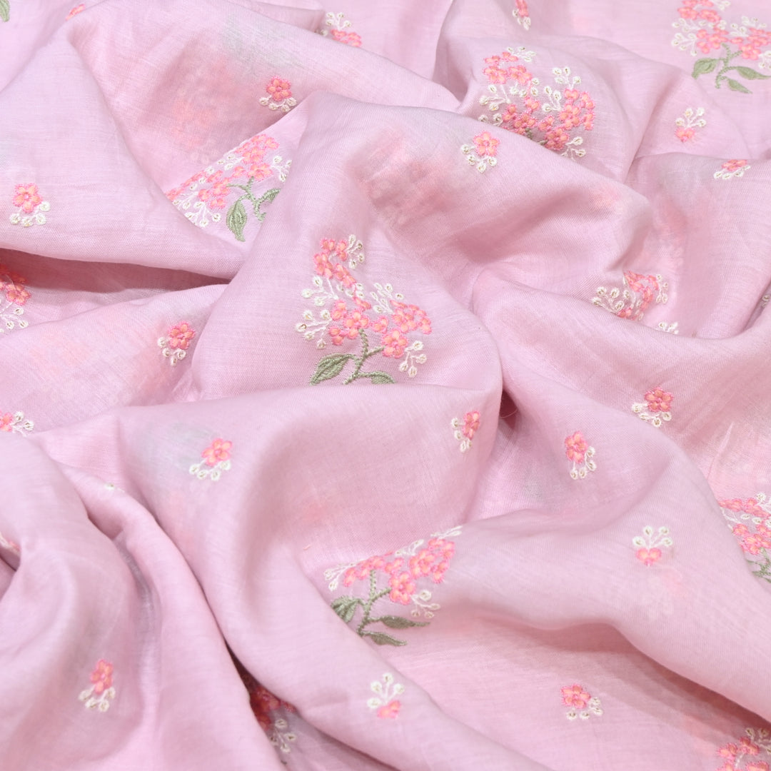 BLUSH PINK COLOR MUL CHANDERI THREAD EMBROIDERY FABRIC - GP4822- 01