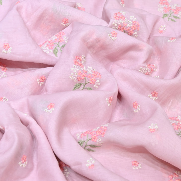 BLUSH PINK COLOR MUL CHANDERI THREAD EMBROIDERY FABRIC - GP4822- 01
