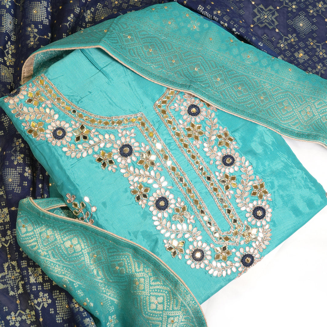 Downy Colour Upada Silk Dabka & Kundan Hand Work Suits Set