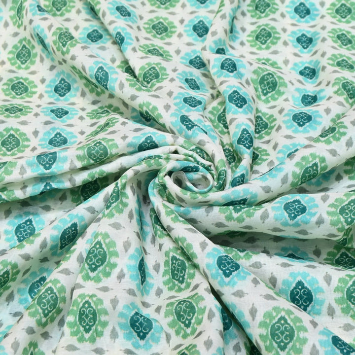 Multicolor Mul Chanderi Digital Print Fabric Lightweight Designer Printed Fabric-NS0182-8
