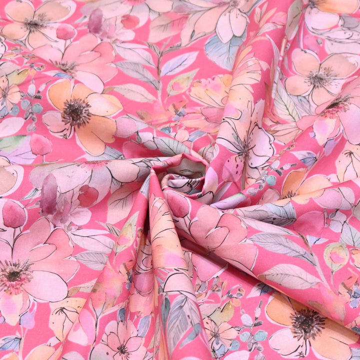 Multicolor Cotton Digital Print Fabric -Soft Cotton Prints Fabric-DA1124-9