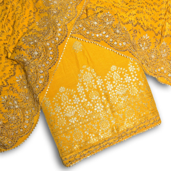 Pure Dola Silk Banarasi Zari Work Unstitched Suits