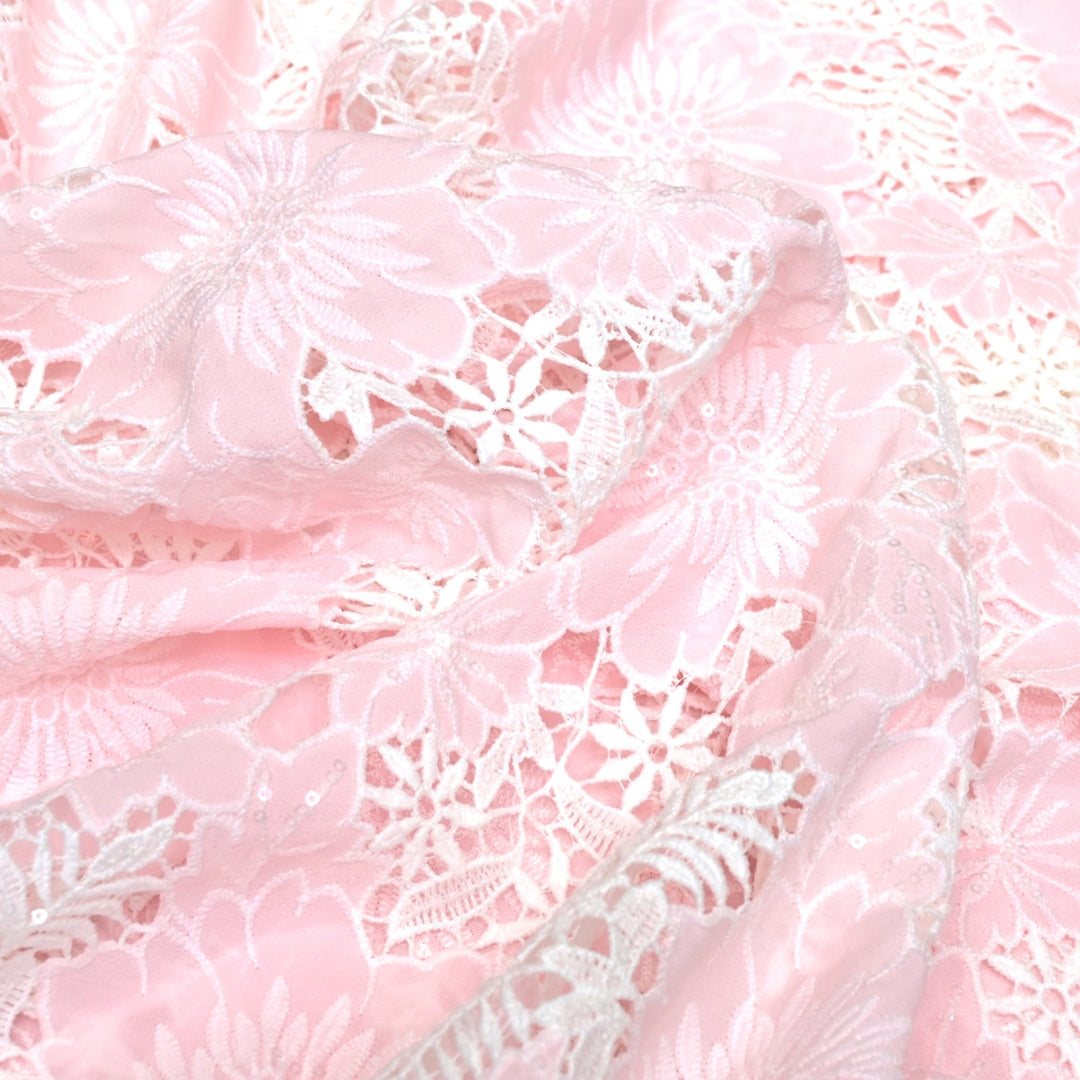 Crocia Cut Work With Watter Sequence Embroidery on Imported Crepe Fabrics