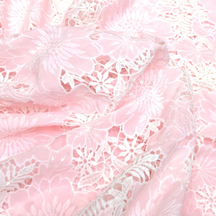 Crocia Cut Work With Watter Sequence Embroidery on Imported Crepe Fabrics