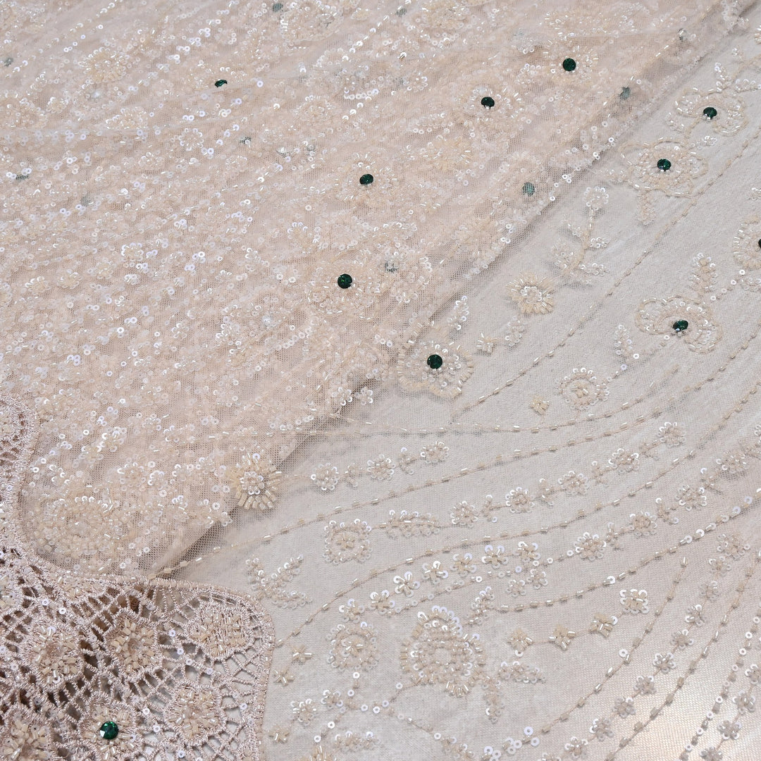 Imported Heavy Beaded & Sequin Embroidery Net Fabric- 8826348-02