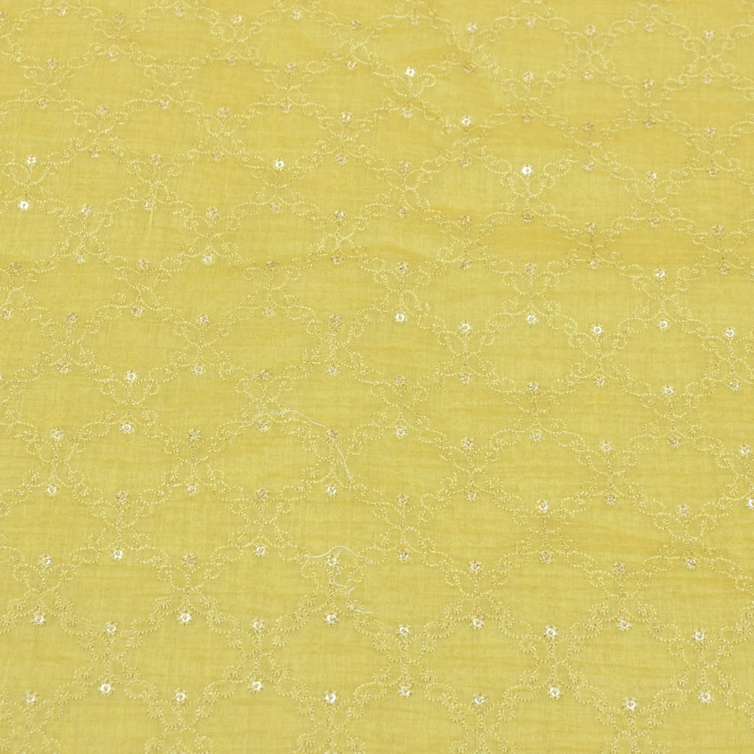 Premium Mul Chanderi Thread With Sequins Embroidery Fabrics