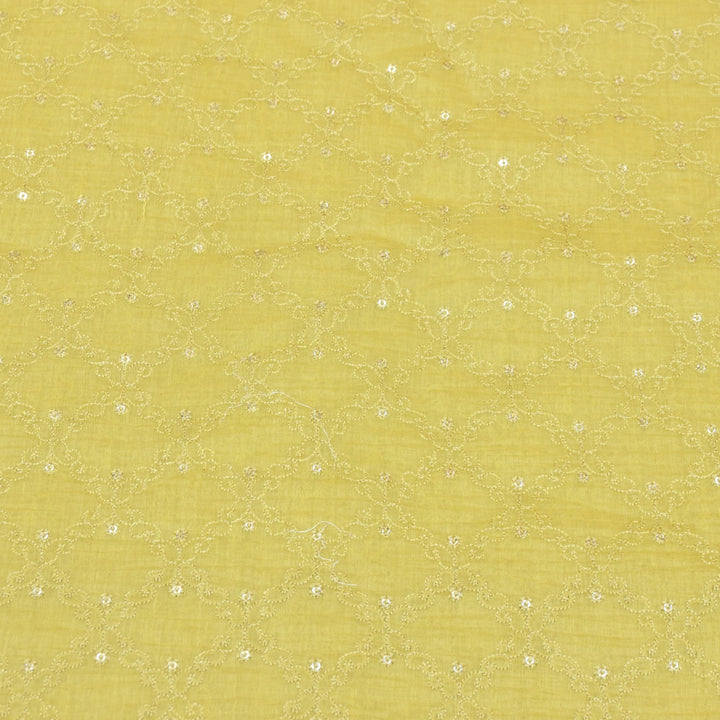 Premium Mul Chanderi Thread With Sequins Embroidery Fabrics