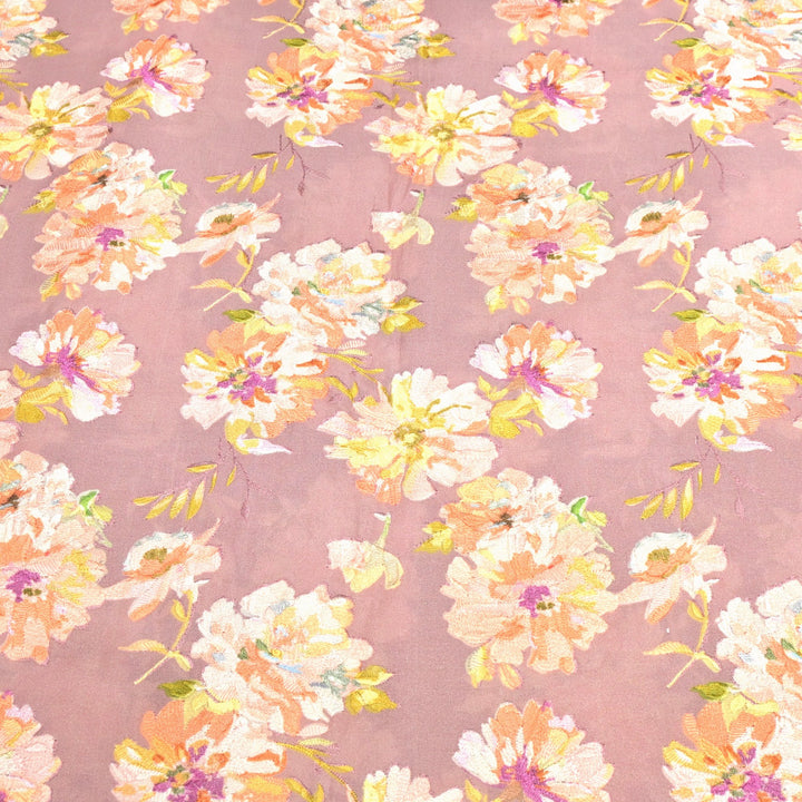 Moss Cotton Position Print With Thread Embroidery Fabrics